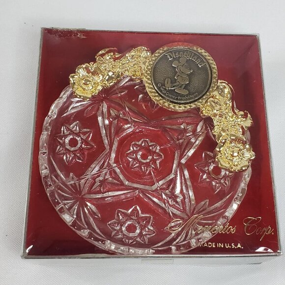 VTG Disneyland Mickey Mouse Crystal Trinket/ jewelry Dish USA Collector NOS - Picture 2 of 10